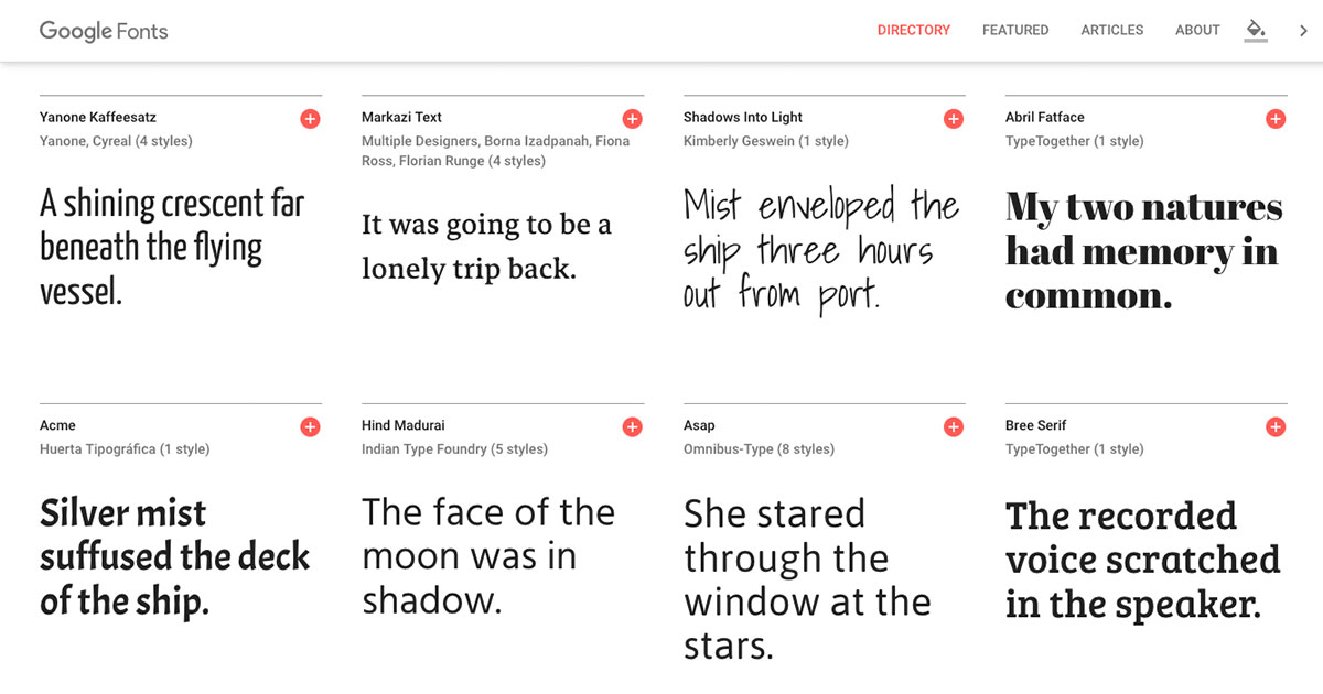 My Google Fonts - designRoom